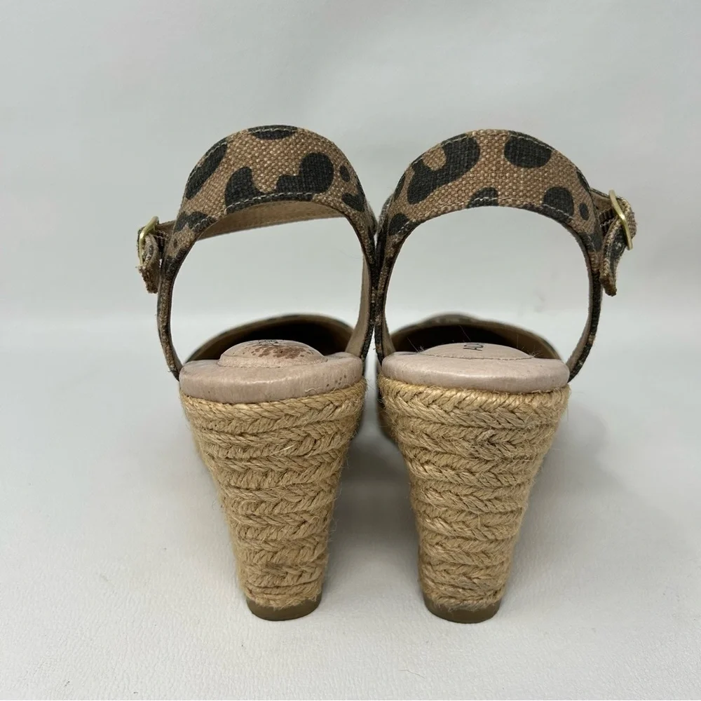 Adam Tucker Espadrille Leopard Print Wedges, Women’s Size 7M